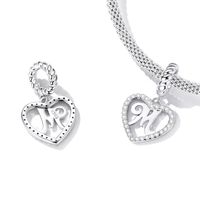 Casual Letter Heart Shape Sterling Silver White Gold Plated Zircon Pendant Necklace In Bulk main image 6