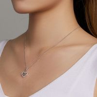 Casual Letter Heart Shape Sterling Silver White Gold Plated Zircon Pendant Necklace In Bulk main image 2