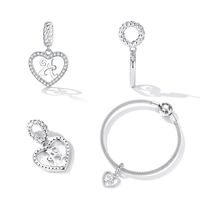 Casual Letter Heart Shape Sterling Silver White Gold Plated Zircon Pendant Necklace In Bulk main image 5