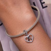Casual Letter Heart Shape Sterling Silver White Gold Plated Zircon Pendant Necklace In Bulk main image 4