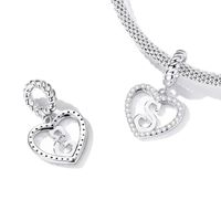 Casual Letter Heart Shape Sterling Silver White Gold Plated Zircon Pendant Necklace In Bulk main image 3