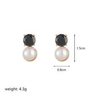 1 Pair Ig Style Round Plating Inlay Copper Freshwater Pearl Zircon 18k Gold Plated Drop Earrings sku image 1