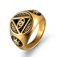 Retro Simple Style Triangle Devil'S Eye Stainless Steel None 18K Gold Plated Men'S Rings main image 4