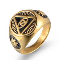 Retro Estilo Simple Triángulo Ojo Del Diablo Acero Inoxidable Ninguno Chapados en oro de 18k Hombres Anillos sku image 24