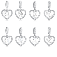 Casual Letter Heart Shape Sterling Silver White Gold Plated Zircon Pendant Necklace In Bulk main image 1