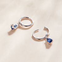 1 Pair Simple Style Water Droplets Inlay Sterling Silver Zircon Hoop Earrings main image 1