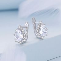 1 Pair Simple Style Water Droplets Inlay Sterling Silver Zircon Hoop Earrings main image 3
