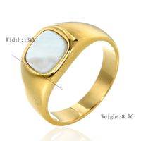 Streetwear Square Stainless Steel Inlay Artificial Gemstones 18K Gold Plated Unisex Rings main image 2