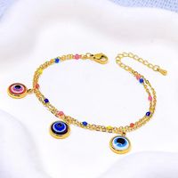 Ig Style Hip-hop Eye Titanium Steel Enamel Plating 18k Gold Plated Bracelets main image 3