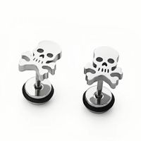 1 Pair Retro Skull Plating Stainless Steel 18k Gold Plated Ear Studs main image 5