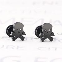 1 Pair Retro Skull Plating Stainless Steel 18k Gold Plated Ear Studs main image 4