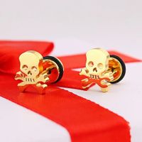 1 Pair Retro Skull Plating Stainless Steel 18k Gold Plated Ear Studs main image 3