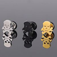 1 Pair Retro Skull Plating Stainless Steel 18k Gold Plated Ear Studs main image 2