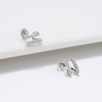1 Pair Casual Sweet Simple Style U Shape Polishing Plating Inlay Sterling Silver Zircon 14k Gold Plated White Gold Plated Silver Plated Ear Studs main image 3