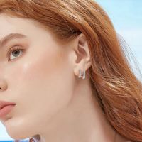 1 Pair Casual Sweet Simple Style U Shape Polishing Plating Inlay Sterling Silver Zircon 14k Gold Plated White Gold Plated Silver Plated Ear Studs main image 5