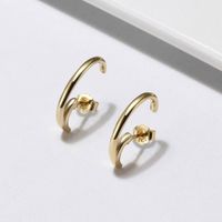 1 Pair Original Design Modern Style Korean Style C Shape Asymmetrical Plating Inlay Sterling Silver Zircon 14k Gold Plated White Gold Plated Silver Plated Ear Studs main image 4