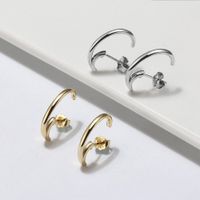 1 Pair Original Design Modern Style Korean Style C Shape Asymmetrical Plating Inlay Sterling Silver Zircon 14k Gold Plated White Gold Plated Silver Plated Ear Studs main image 5