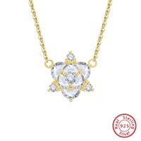 Original Design Modern Style Korean Style Floral Sterling Silver Plating Chain Inlay Zircon 14k Gold Plated White Gold Plated Silver Plated Pendant Necklace main image 4