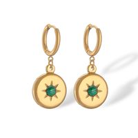 1 Pair Simple Style Star Heart Shape Plating Inlay 304 Stainless Steel Shell 18K Gold Plated Drop Earrings sku image 2