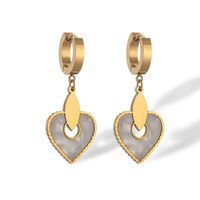 1 Pair Simple Style Star Heart Shape Plating Inlay 304 Stainless Steel Shell 18K Gold Plated Drop Earrings sku image 1
