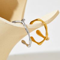 304 Stainless Steel 16K Gold Plated White Gold Plated Gold Plated Vintage Style Plating Geometric Solid Color Open Rings main image 5