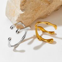 304 Stainless Steel 16K Gold Plated White Gold Plated Gold Plated Vintage Style Plating Geometric Solid Color Open Rings main image 4
