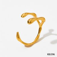 Edelstahl 304 16 Karat Vergoldet Weißgold Plattiert Vergoldet Vintage-Stil Überzug Geometrisch Einfarbig Offener Ring sku image 1