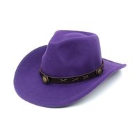Women's Cowboy Style Solid Color Flat Eaves Fedora Hat sku image 2