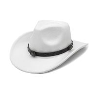 Women's Cowboy Style Solid Color Flat Eaves Fedora Hat sku image 1