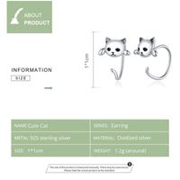1 Pair Simple Style Cat Plating Inlay Sterling Silver Zircon Silver Plated Ear Studs main image 2