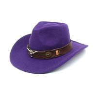 Unisex Fashion Solid Color Curved Eaves Cowboy Hat Fedora Hat sku image 2