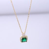 Vintage Style Square Stainless Steel Plating Inlay Zircon 18k Gold Plated Pendant Necklace main image 1