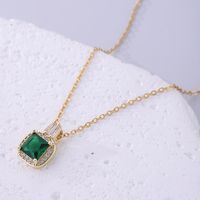 Vintage Style Square Stainless Steel Plating Inlay Zircon 18k Gold Plated Pendant Necklace main image 4