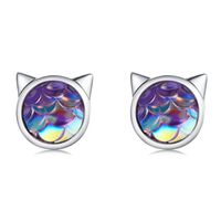 1 Par Lindo Estilo Simple Huella Gato Embutido Plata Esterlina Circón Pendientes sku image 1