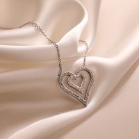 Simple Style Heart Shape Titanium Steel Plating Inlay Zircon 18k Gold Plated Pendant Necklace main image 3