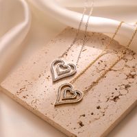 Simple Style Heart Shape Titanium Steel Plating Inlay Zircon 18k Gold Plated Pendant Necklace main image 2