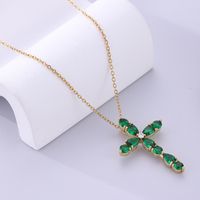 Vintage Style Cross Stainless Steel Plating Inlay Zircon 18k Gold Plated Pendant Necklace sku image 2