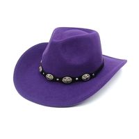 Unisex Cowboy-stil Einfarbig Flache Traufen Fedora-hut sku image 13