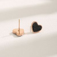 1 Pair Streetwear Heart Shape Inlay Stainless Steel Zircon Rose Gold Plated Ear Studs main image 4