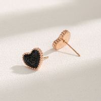 1 Pair Streetwear Heart Shape Inlay Stainless Steel Zircon Rose Gold Plated Ear Studs main image 3