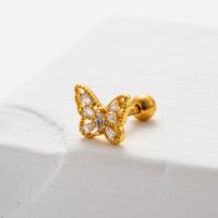 1 Piece Sweet Letter Heart Shape Butterfly Plating Inlay Copper Zircon Cartilage Earrings sku image 14