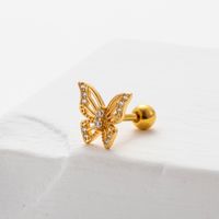 1 Piece Sweet Letter Heart Shape Butterfly Plating Inlay Copper Zircon Cartilage Earrings sku image 10