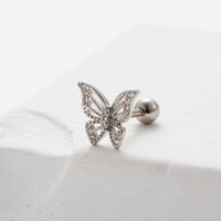 1 Piece Sweet Letter Heart Shape Butterfly Plating Inlay Copper Zircon Cartilage Earrings sku image 3