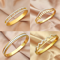 Simple Style Classic Style Leaf Star Stainless Steel Plating Inlay Zircon 18k Gold Plated Bangle main image 1