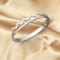 Simple Style Classic Style Leaf Star Stainless Steel Plating Inlay Zircon 18k Gold Plated Bangle sku image 4
