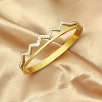 Simple Style Classic Style Leaf Star Stainless Steel Plating Inlay Zircon 18k Gold Plated Bangle sku image 9