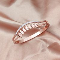 Simple Style Classic Style Leaf Star Stainless Steel Plating Inlay Zircon 18k Gold Plated Bangle sku image 6