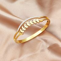 Simple Style Classic Style Leaf Star Stainless Steel Plating Inlay Zircon 18k Gold Plated Bangle sku image 7