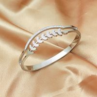Simple Style Classic Style Leaf Star Stainless Steel Plating Inlay Zircon 18k Gold Plated Bangle sku image 5