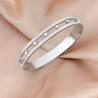 Simple Style Classic Style Leaf Star Stainless Steel Plating Inlay Zircon 18k Gold Plated Bangle sku image 10